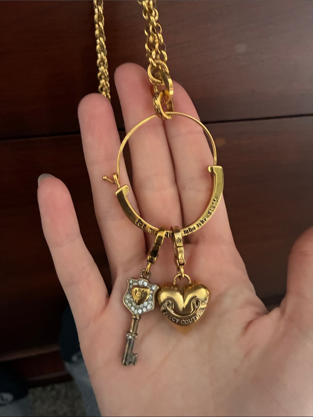 Juicy Couture Gold Heart & Key Charm Pendant Necklace